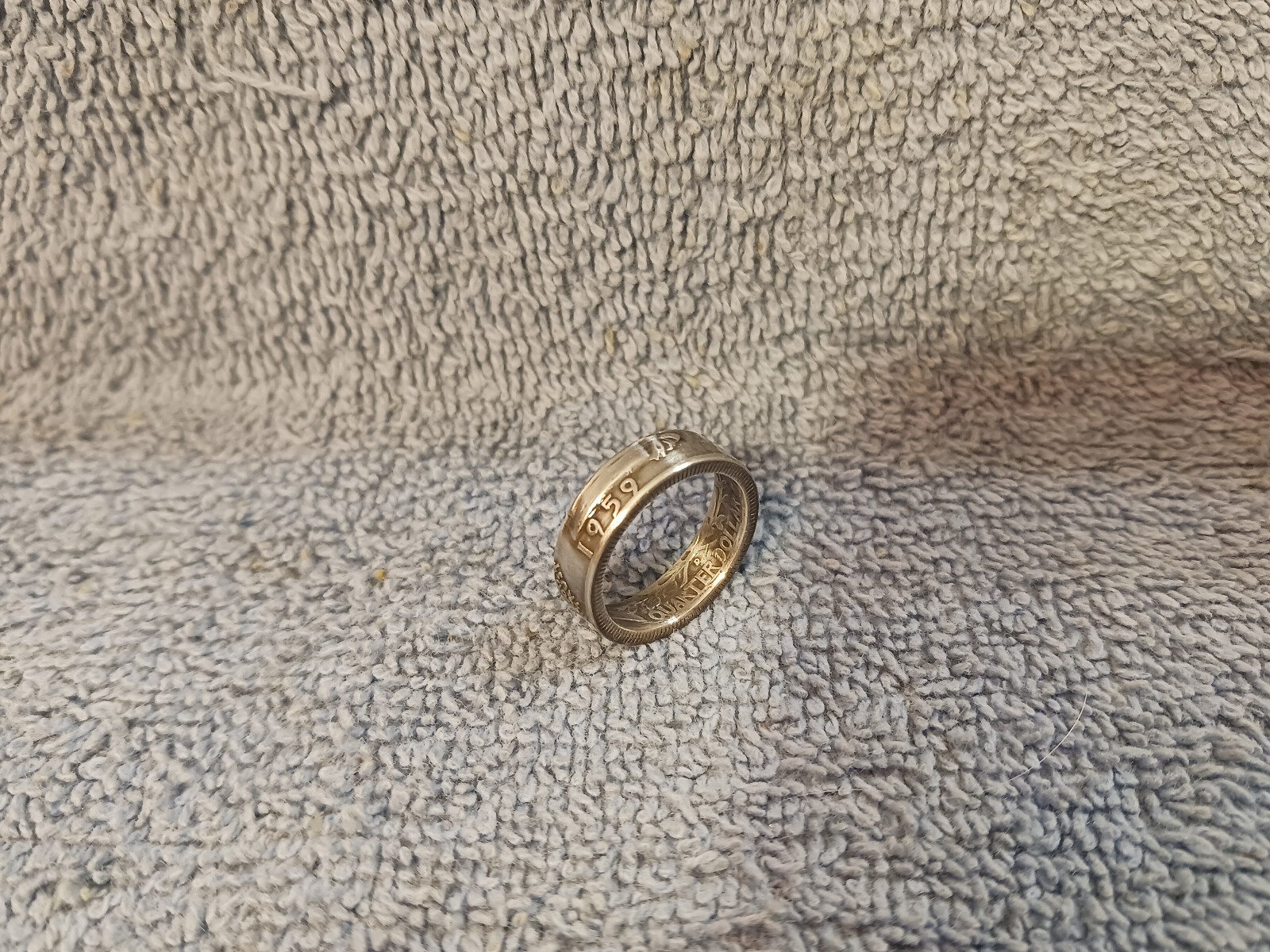 1959  90% silver  Washington Quarters, coin ring, size 6 1/2