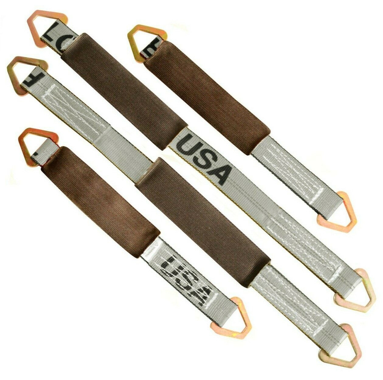 2" Axle Strap Set 31" & 21" Delta Ring 3335 lb WLL Silver Polyester 4 Pack