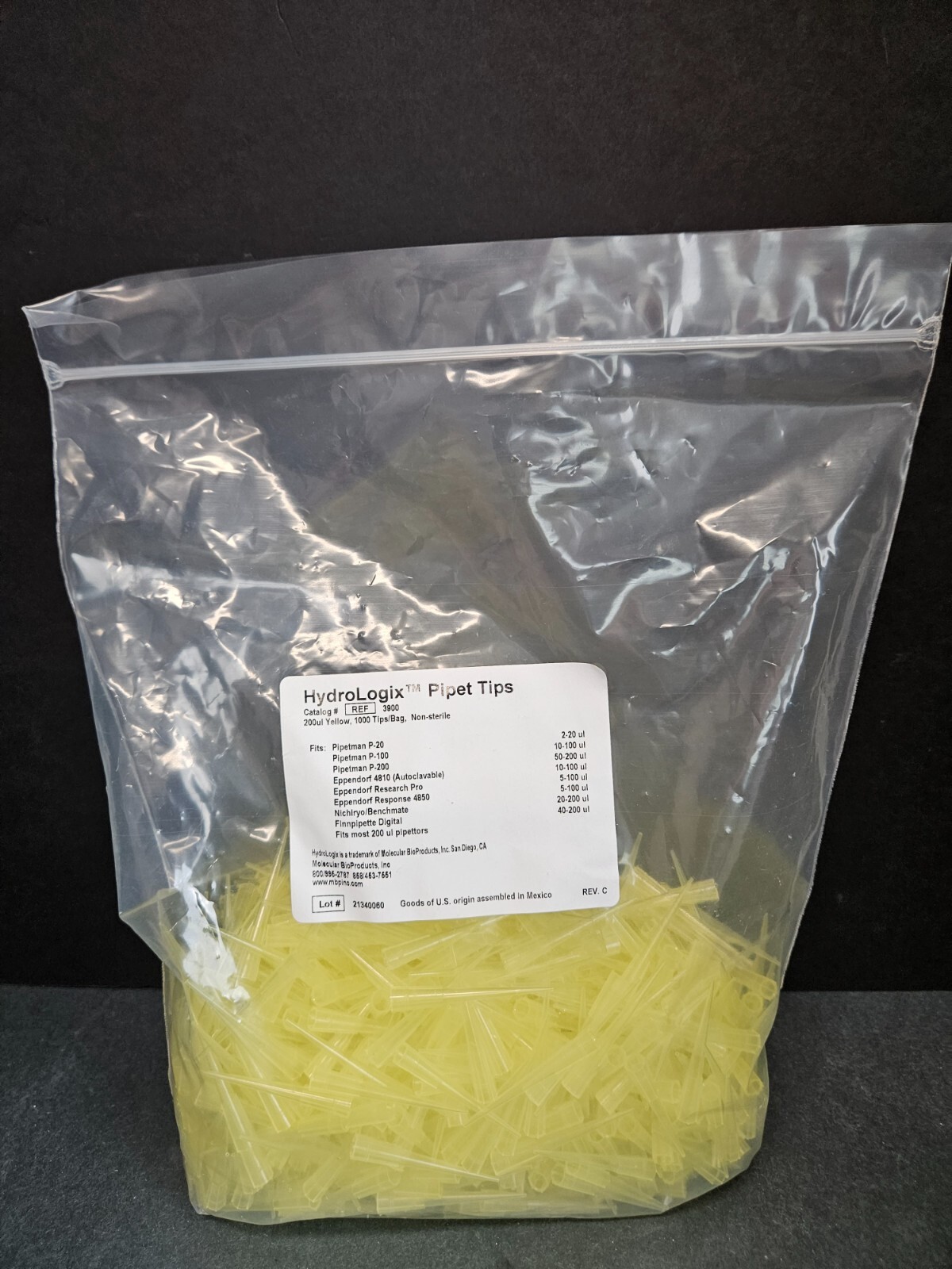 Molecular Bioproducts HydroLogix Pipet Tip 200 ul Yellow Total of 4000 Tips