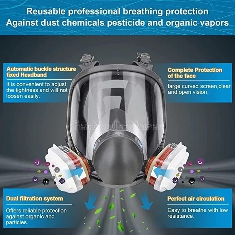 Full Face Gas Mask Painting Spraying Respirator W/Filters For 6800 Facepiece US