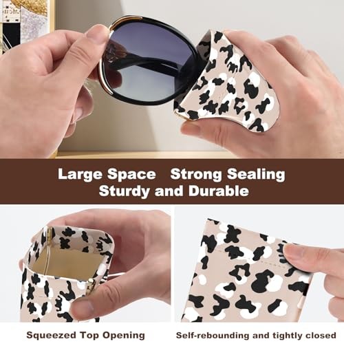 2Pcs Sunglass Eyeglass Glasses Case Soft PU Leather with Leopard Print a
