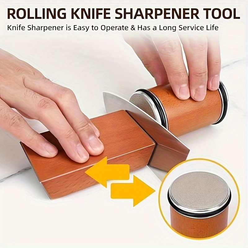 Diamond Rolling Knife Sharpener Straight Edge Sharpening Roller w/ Magnetic Base