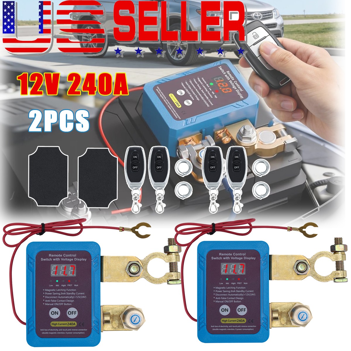 Remote Battery Disconnect Switch 12V 240A Upgrade Smart Voltage Kill Switch