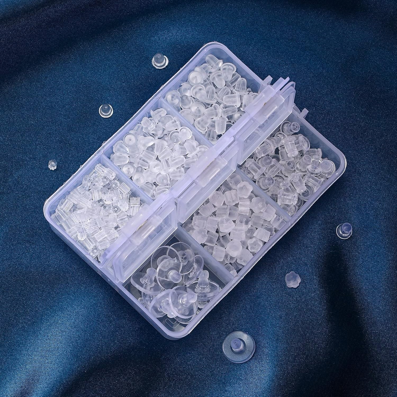 6 Styles Silicone Earring Backs for Studs, 600 Pcs Clear Soft Earring Backings H