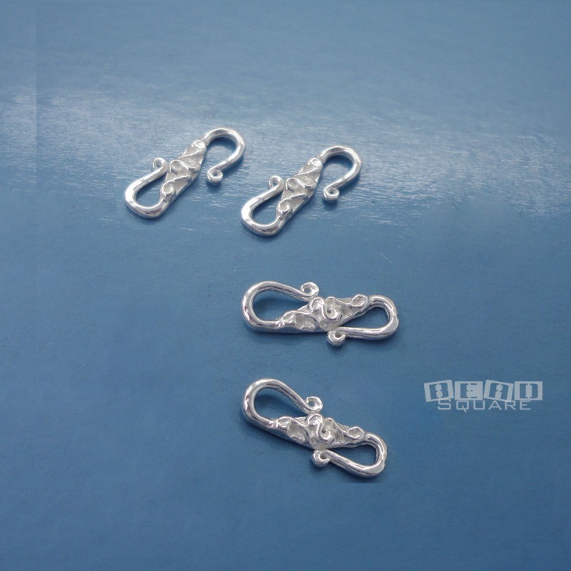4 Solid Sterling Silver ap. 13mm Carved S Hook Clasp Connectors #33239