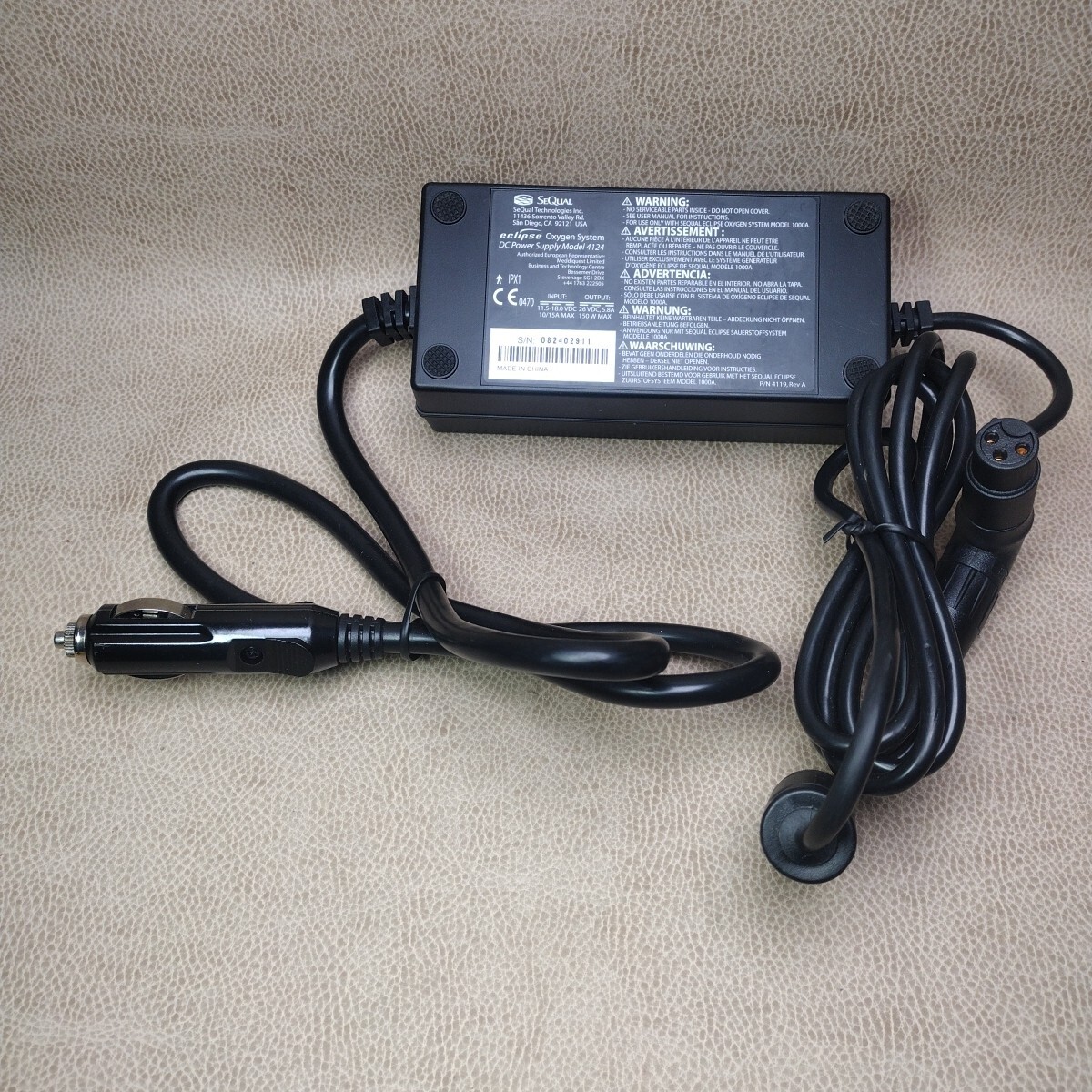Eclipse Oxygen System DC Power Supply Model 4124 3 Pin for Sequal Only. 5790
