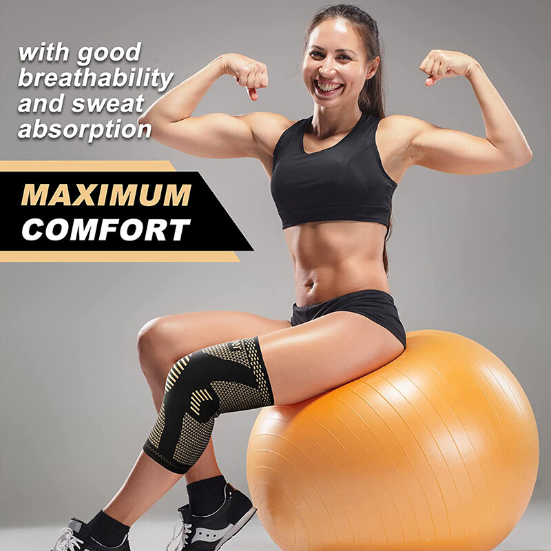 Copper Knee Brace Compression Sleeve Arthritis Joint Support Running Sports Wrap
