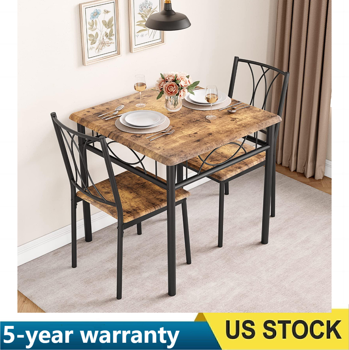 ✨Dining Room Table Sets, 3 Piece Kitchen Table & Chair Sets, Space Saving Design