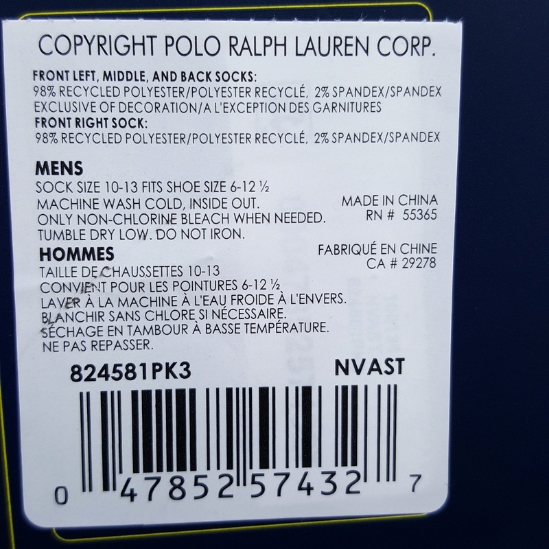 POLO RALPH LAUREN Quarter Ankle Socks Mens Red White Blue USA 6-Pack Performance