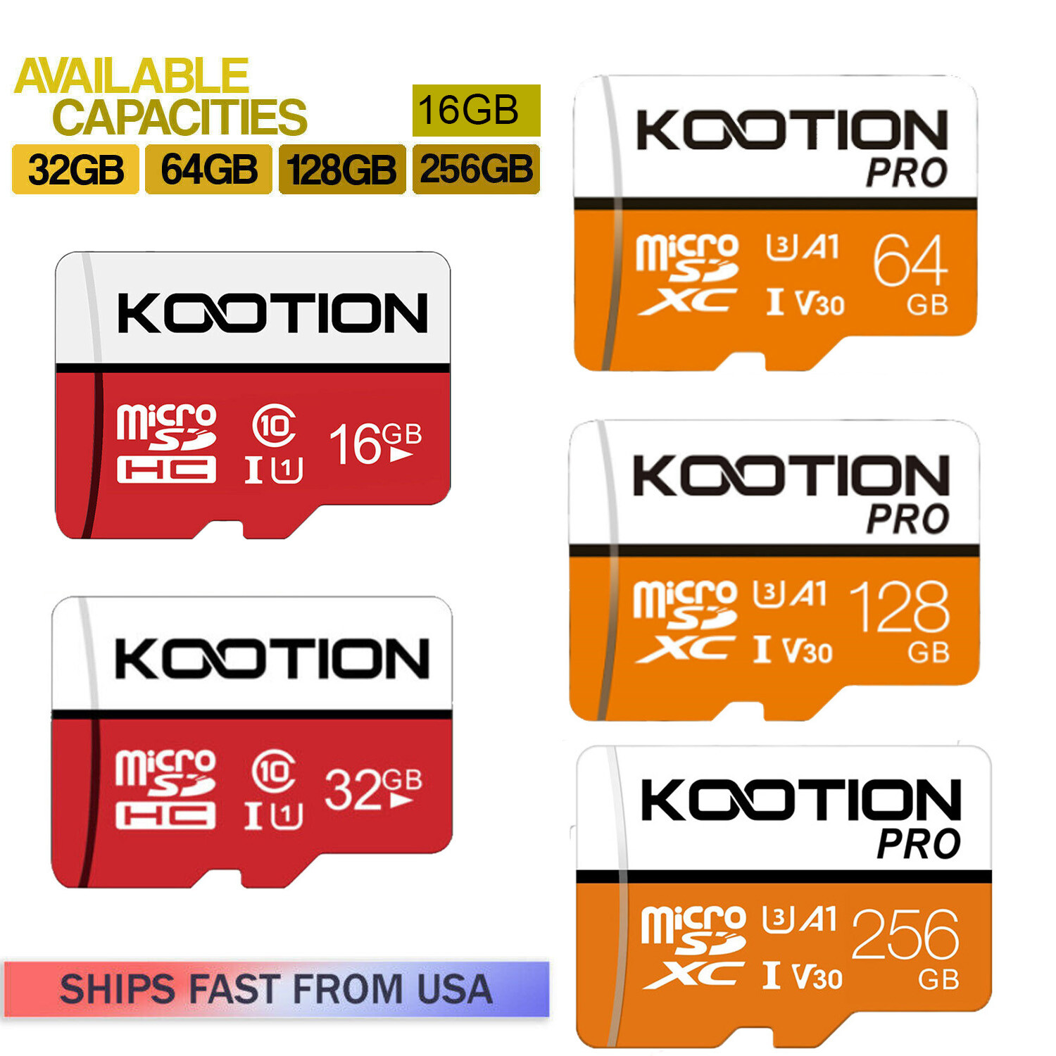 Micro SD Card Memory 16GB 32GB 64GB 128GB 256GB Lot Ultra Extreme Kootion
