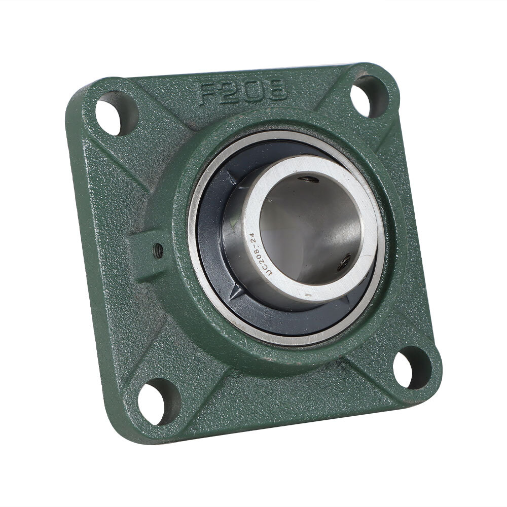 2 Pack UCF208-24 Solid Base Pillow Block Flange Bearing 1-1/2" Bore 4 Bolt