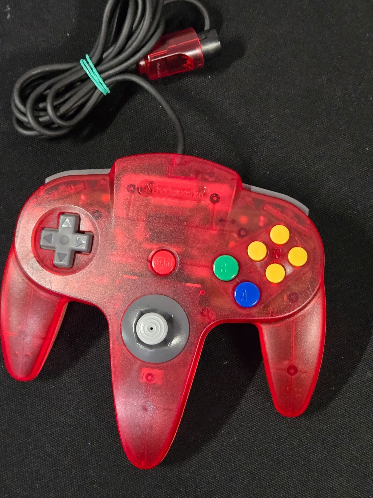 Official Nintendo 64 WATERMELON RED / CLEAR Back Controller OEM N64 NUS-005