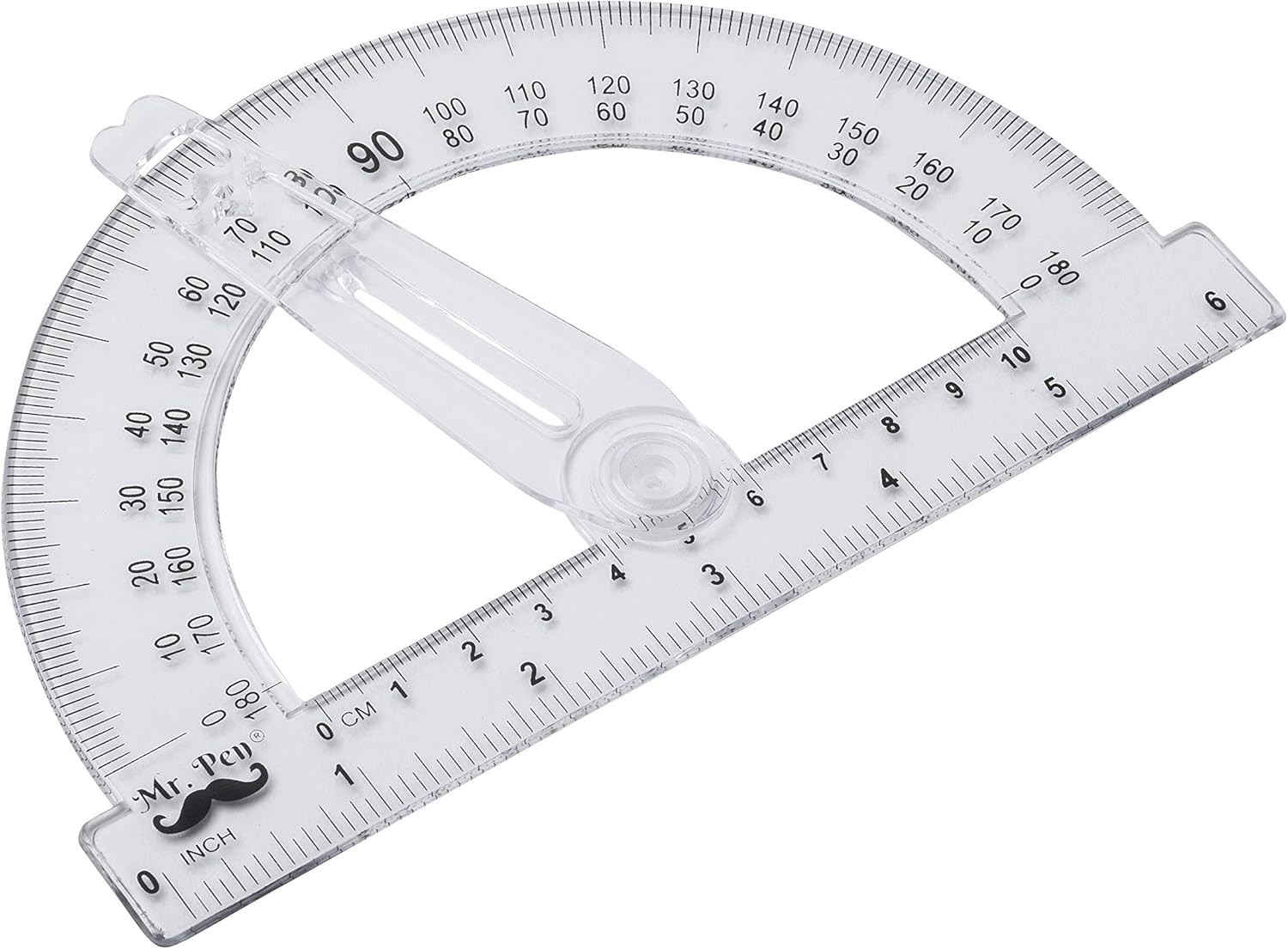 3-Pack 6-Inch Clear Plastic Protractors with Swing Arm for Accurate Geometry