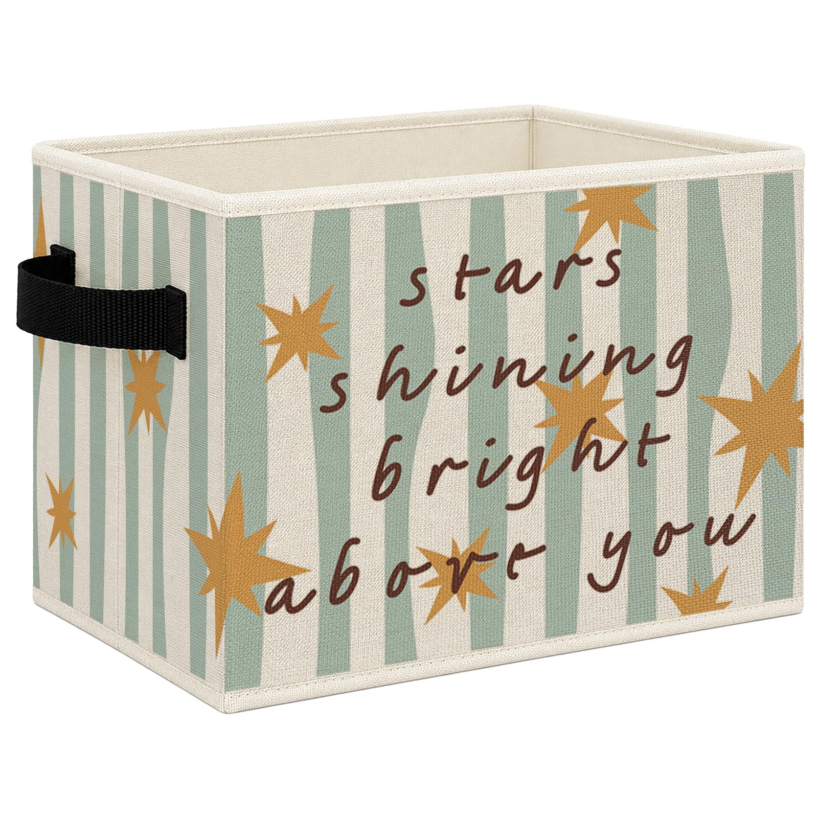 Boho Nursery Foldable Storage Bins Box with Handles, Kids Playroom Stars Shin...