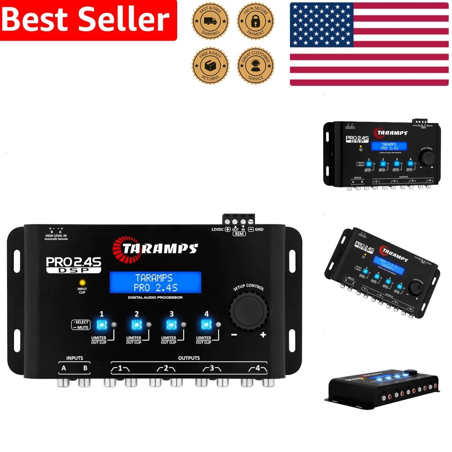 Full Digital DSP Crossover 12 Presets Equalizer 2 Channel In 4 Out