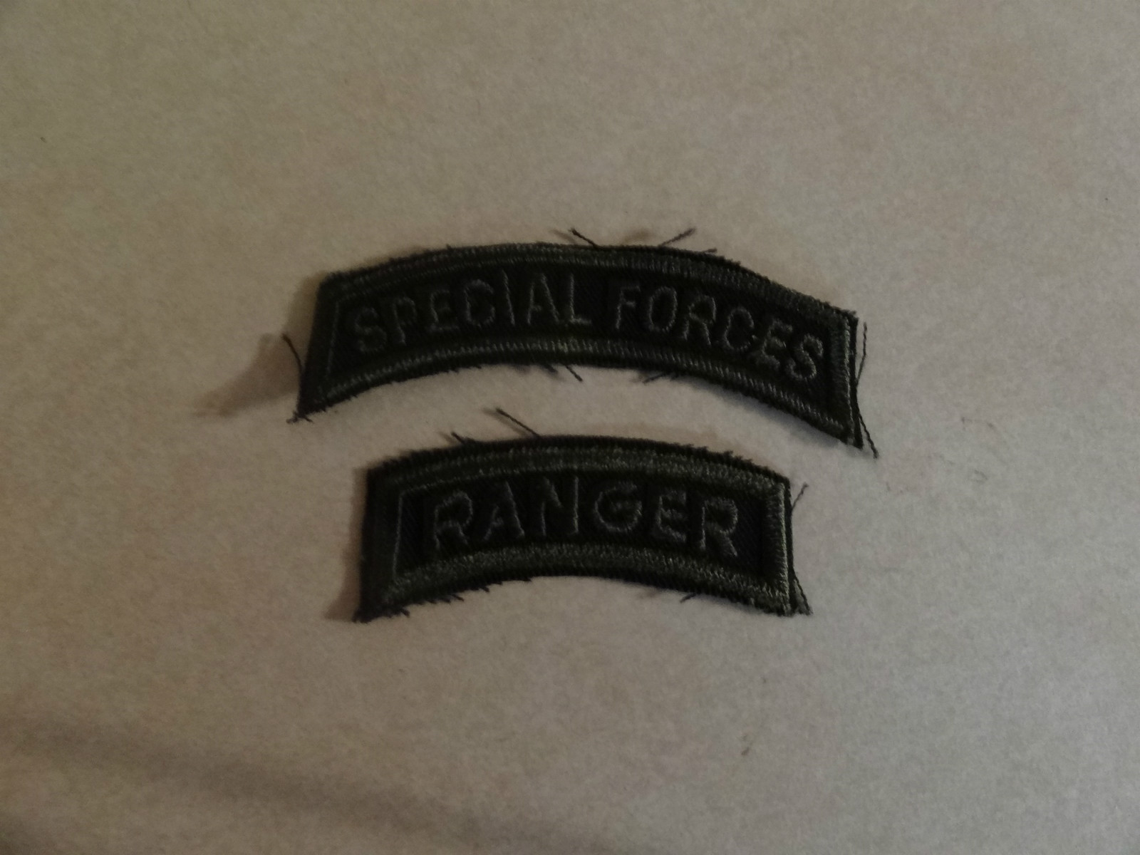 MILITARY PATCH TAB SET OF 2 RANGER SPECIAL FORCES GREEN AND BLACK