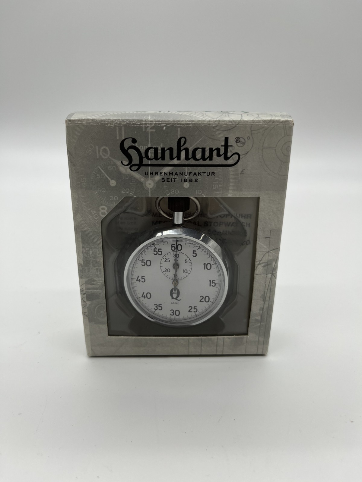 Hanhart Lever 7 Jewel 1/5th Sec Stopwatch Germany Crown Stopper 112.0101 in BOX