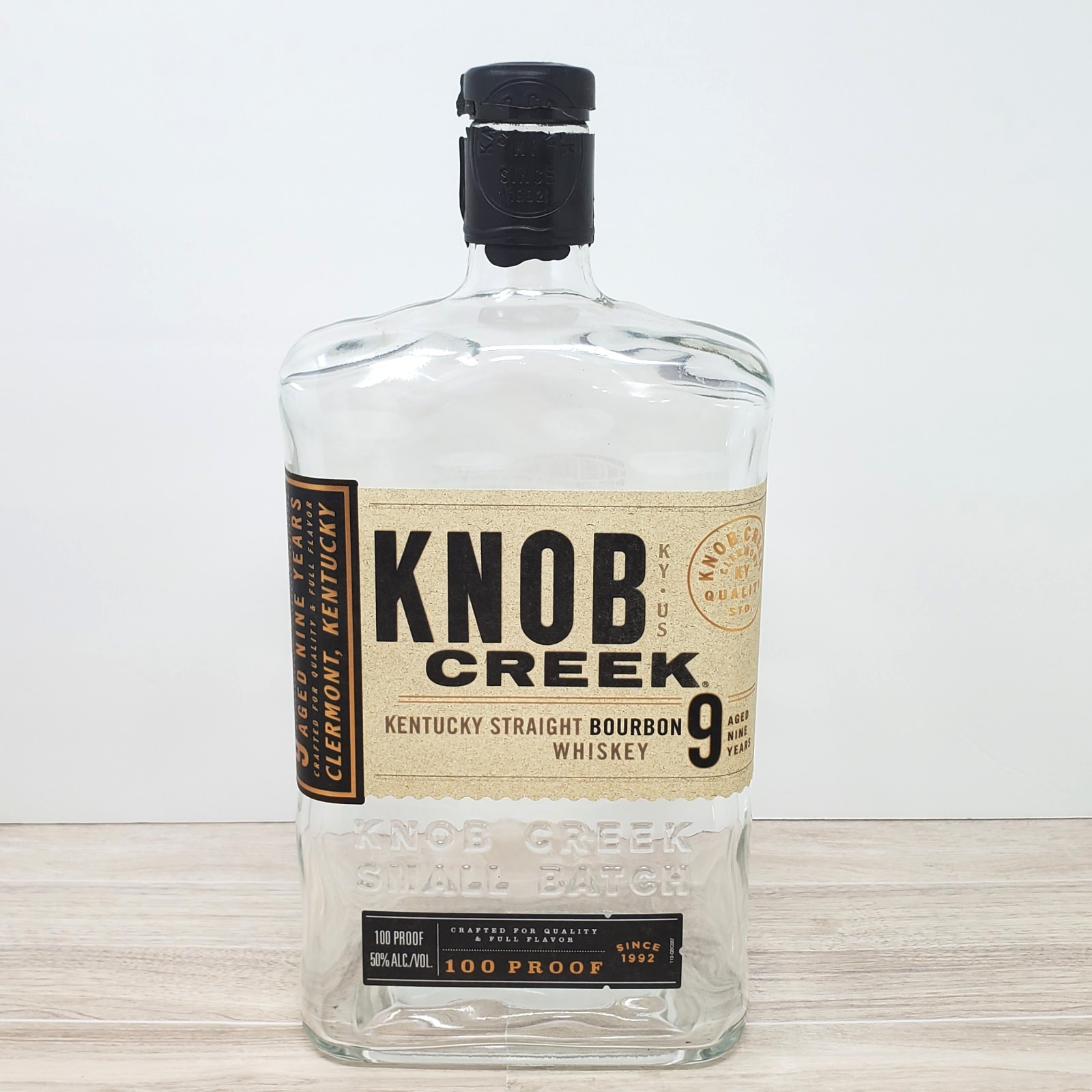 Knob Creek 9 year 100 Proof Bourbon Bottle Empty Unrinsed 1.75L Large Bar Decor
