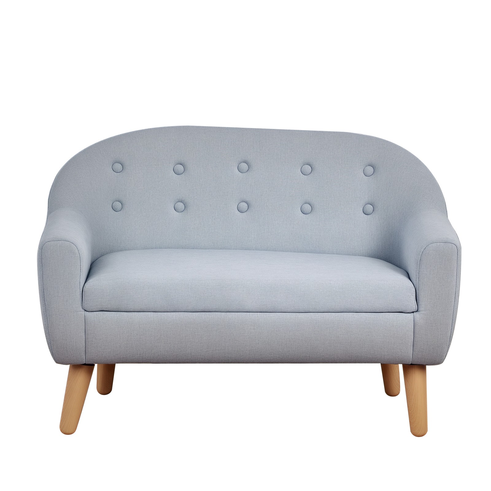 Cozy Children Sofa Couch Sturdy Wood 2 Seat Armrest Chair Kids Grey