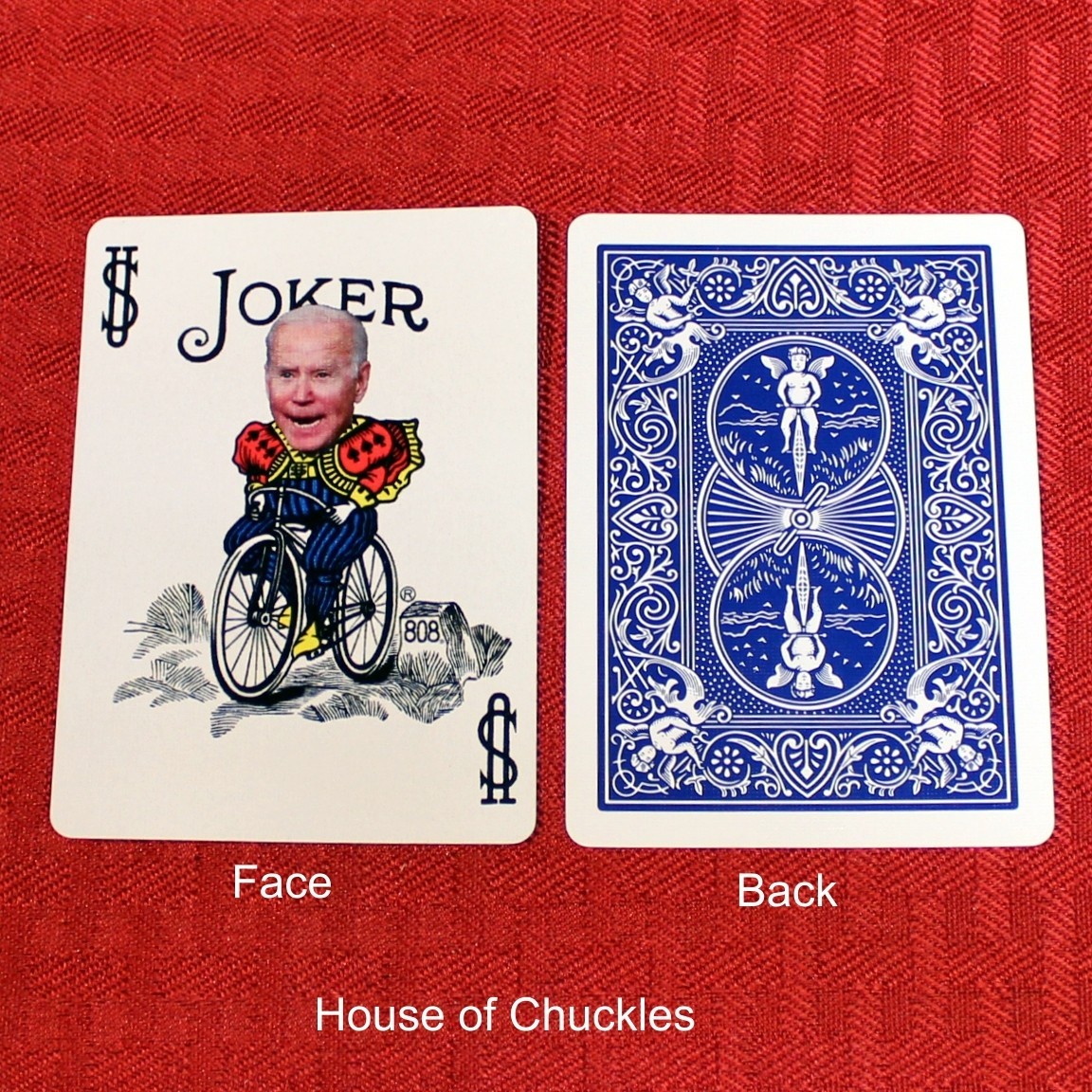 Joker With Biden Head, Bicycle Printed Gaff Card, Blue
