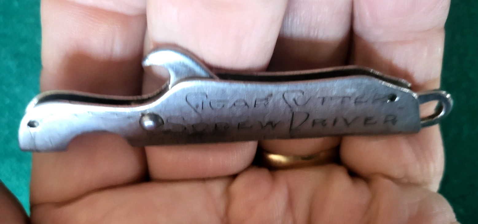 c1900 Multi Pocket Tool, Cigar Cutter, Bottle Opener, Screwdriver, Button Hook