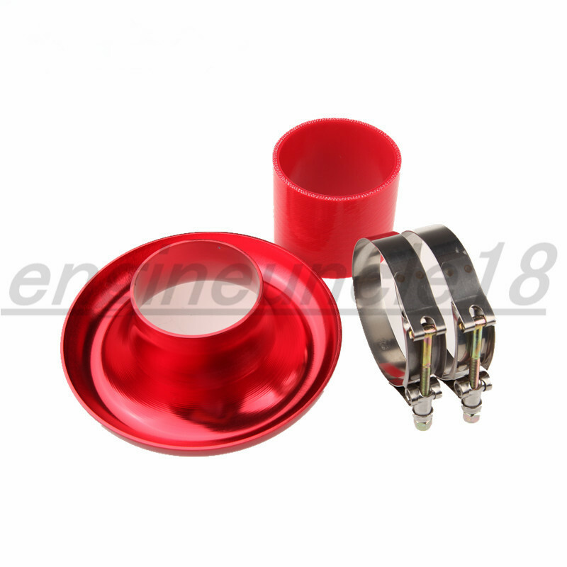 4" Inch Red Velocity Stack For Cold/ Ram Engine Air Intake/ Turbo Horn