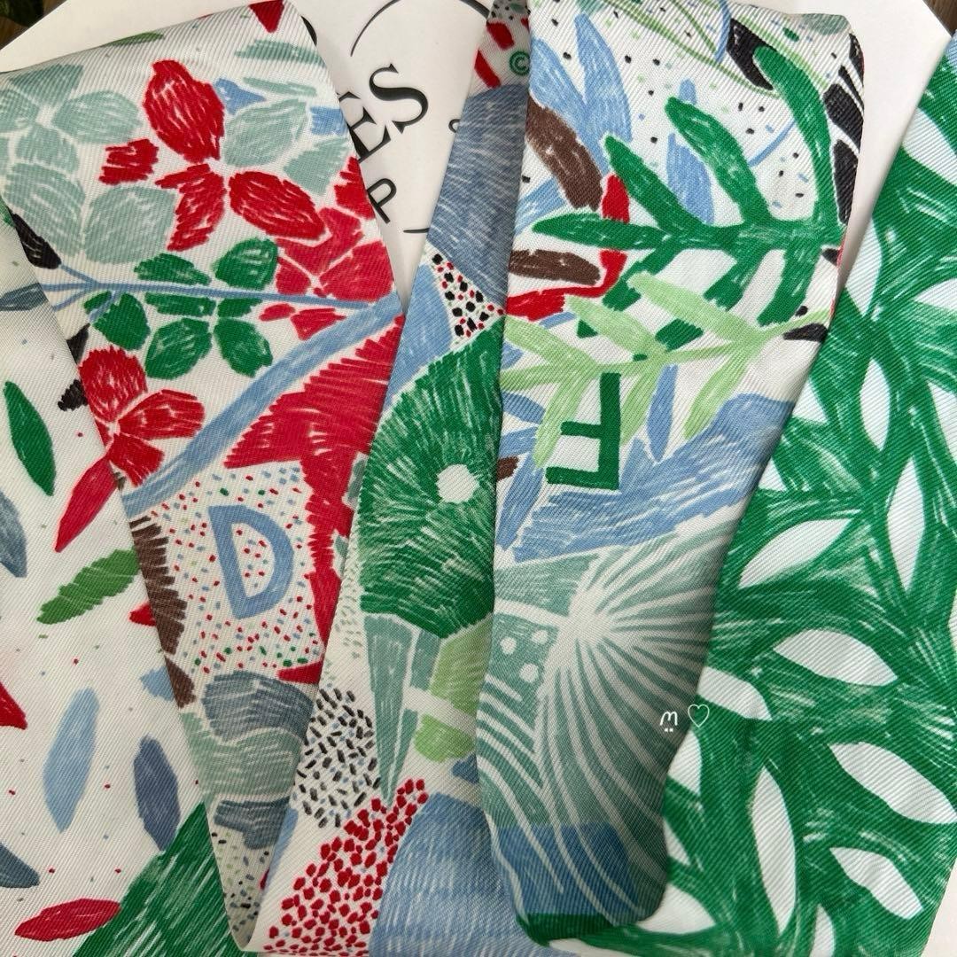 HERMES Twilly Each Nest Building Silk Ribbon Scarf Bird