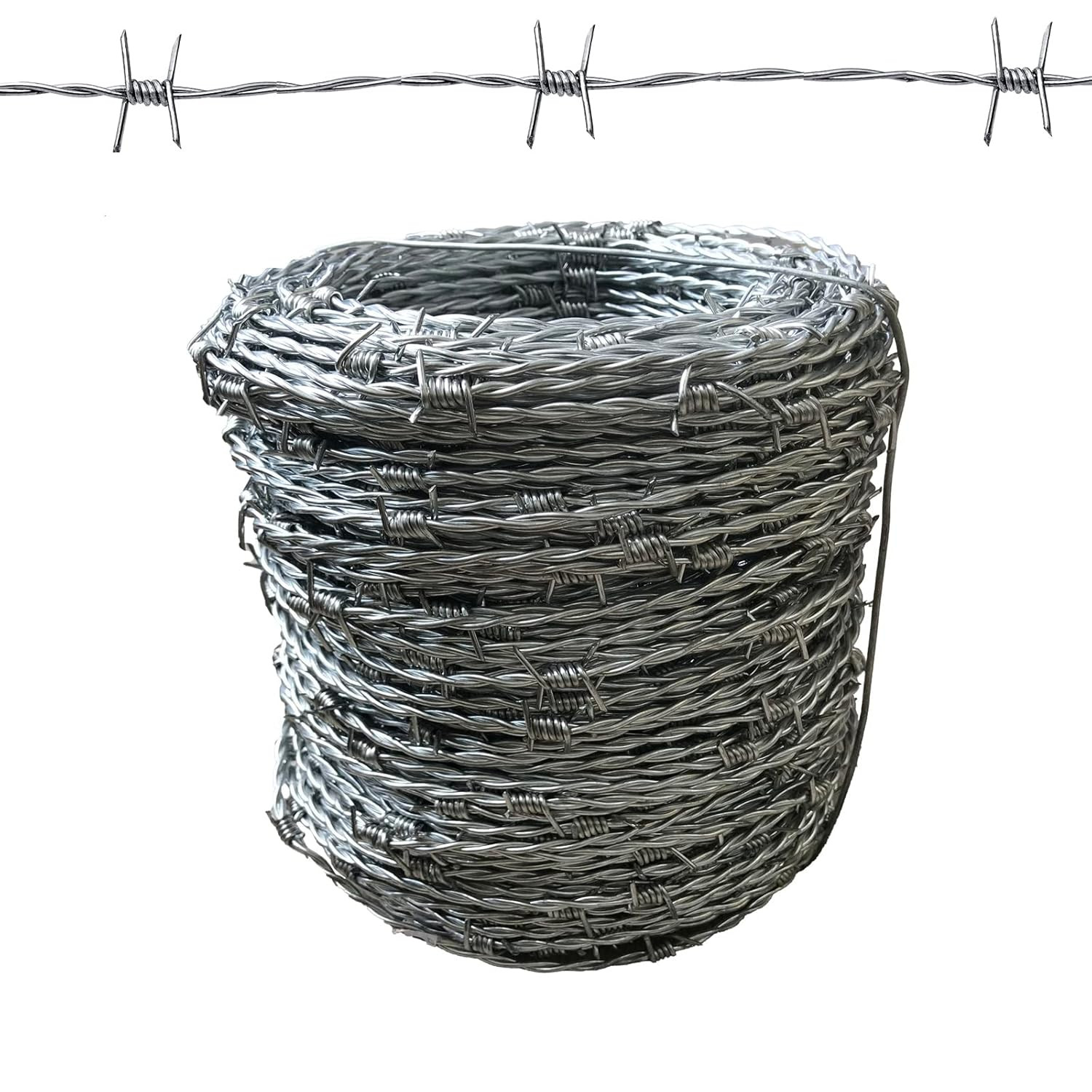328FT (100M) 16 Gauge 4 Point Barbed Wire Fence, Silver Steel, Perfect for Fenci