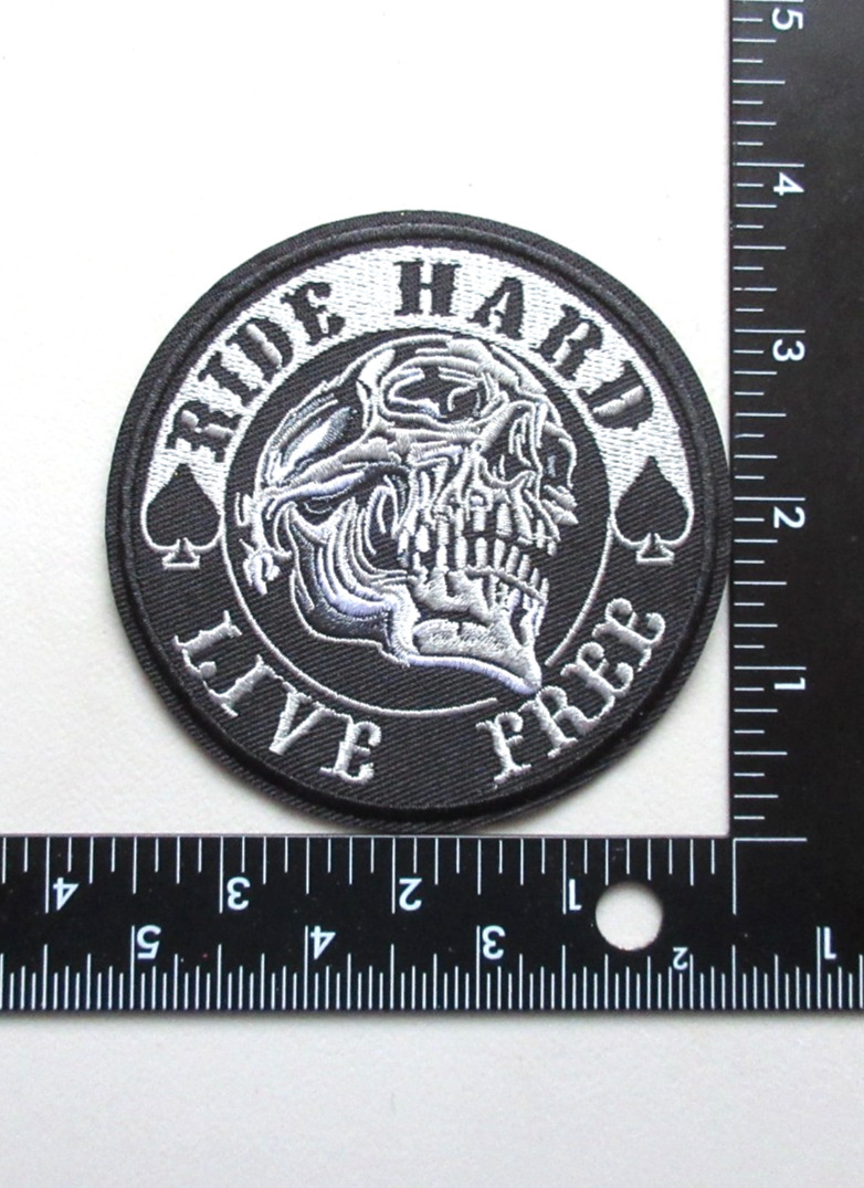 🔥RIDE HARD LIVE FREE SKULL BIKERS VEST JACKET EMBROIDERED IRON ON PATCH