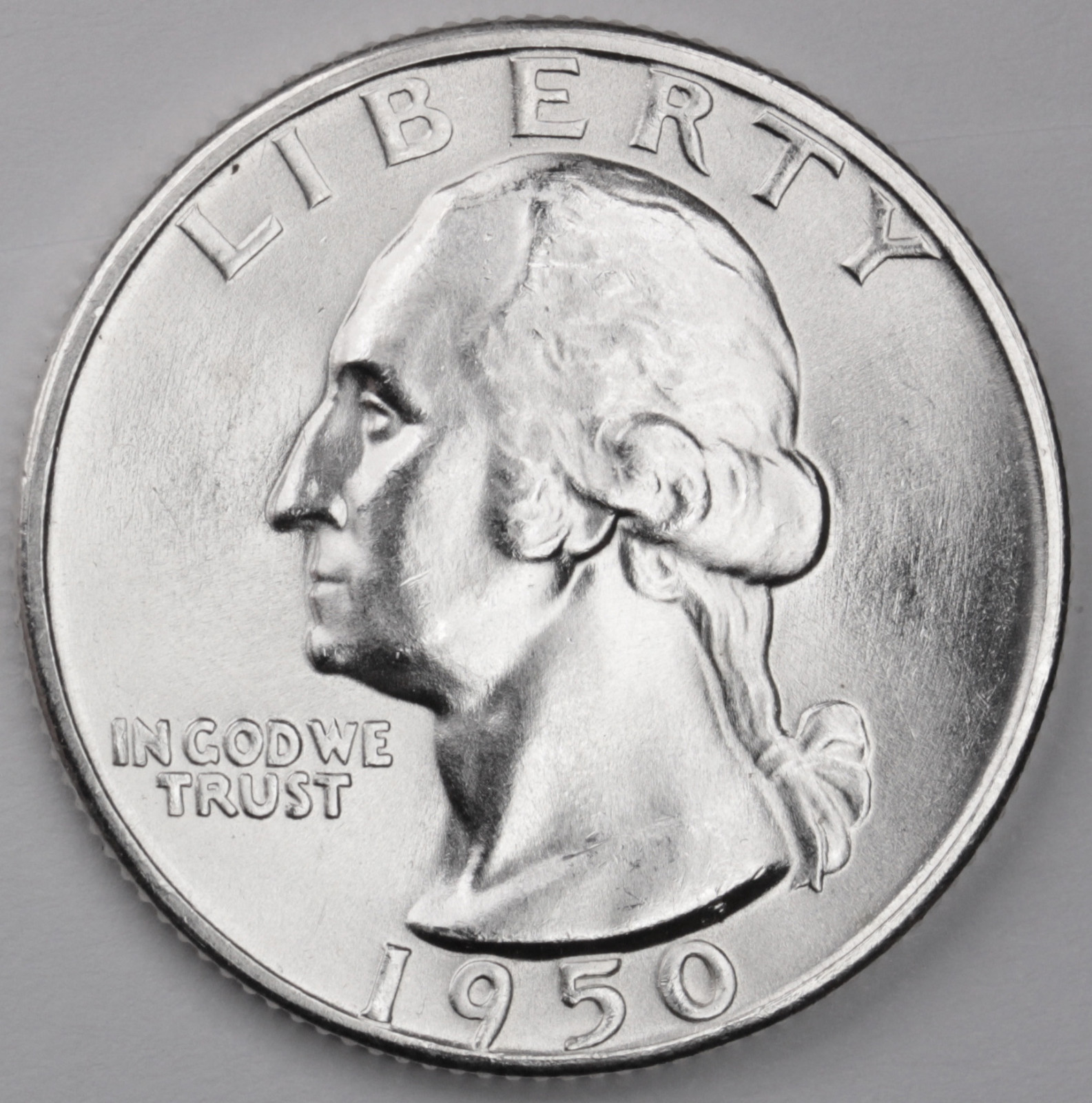 1950-d Washington Quarter. Blast White/Minimum Bag Marks. Choice BU. (Inventory)