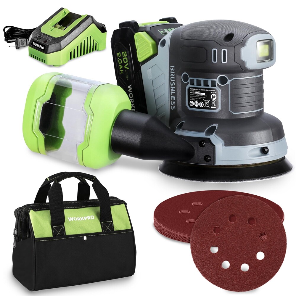 WORKPRO Brushless Random Orbital Sander Cordless 6 Variable Speeds NEW