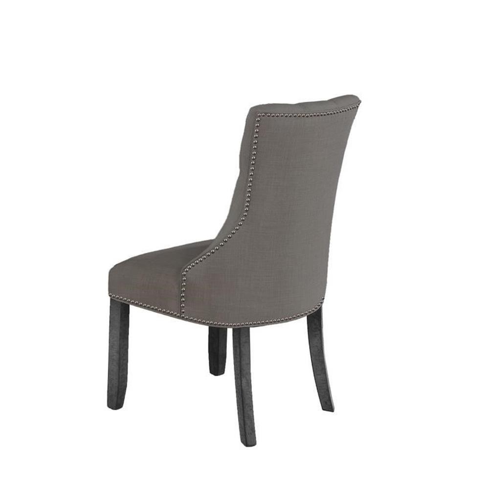 Maklaine Dark Gray Fabric Upholstered Dark Gray Wood Dining Chairs (Set of 2)