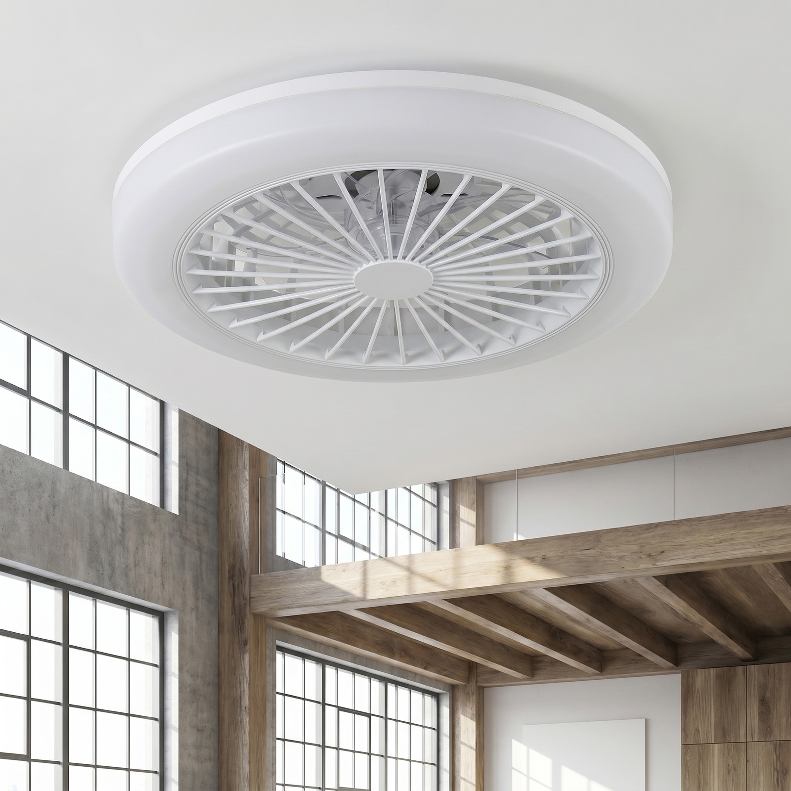 18 in Remote APP Control Smart RGB Ceiling Fan with Light White Flush Mount Kit