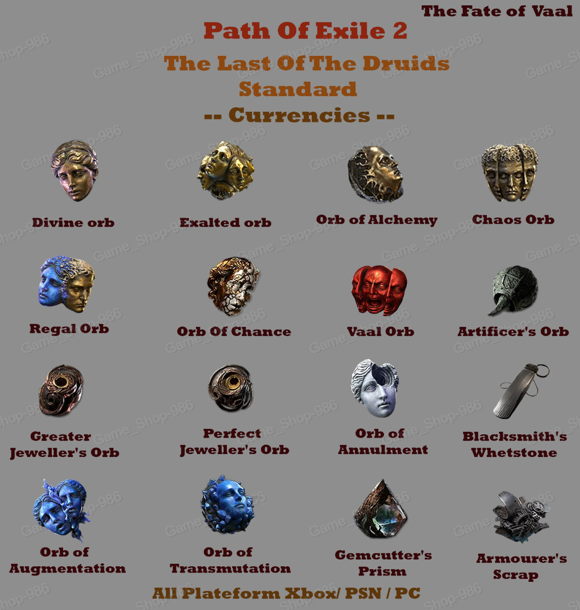 Path of Exile 2 Fate of the Vaal SC Divine orb Mirror POE 2 Currency