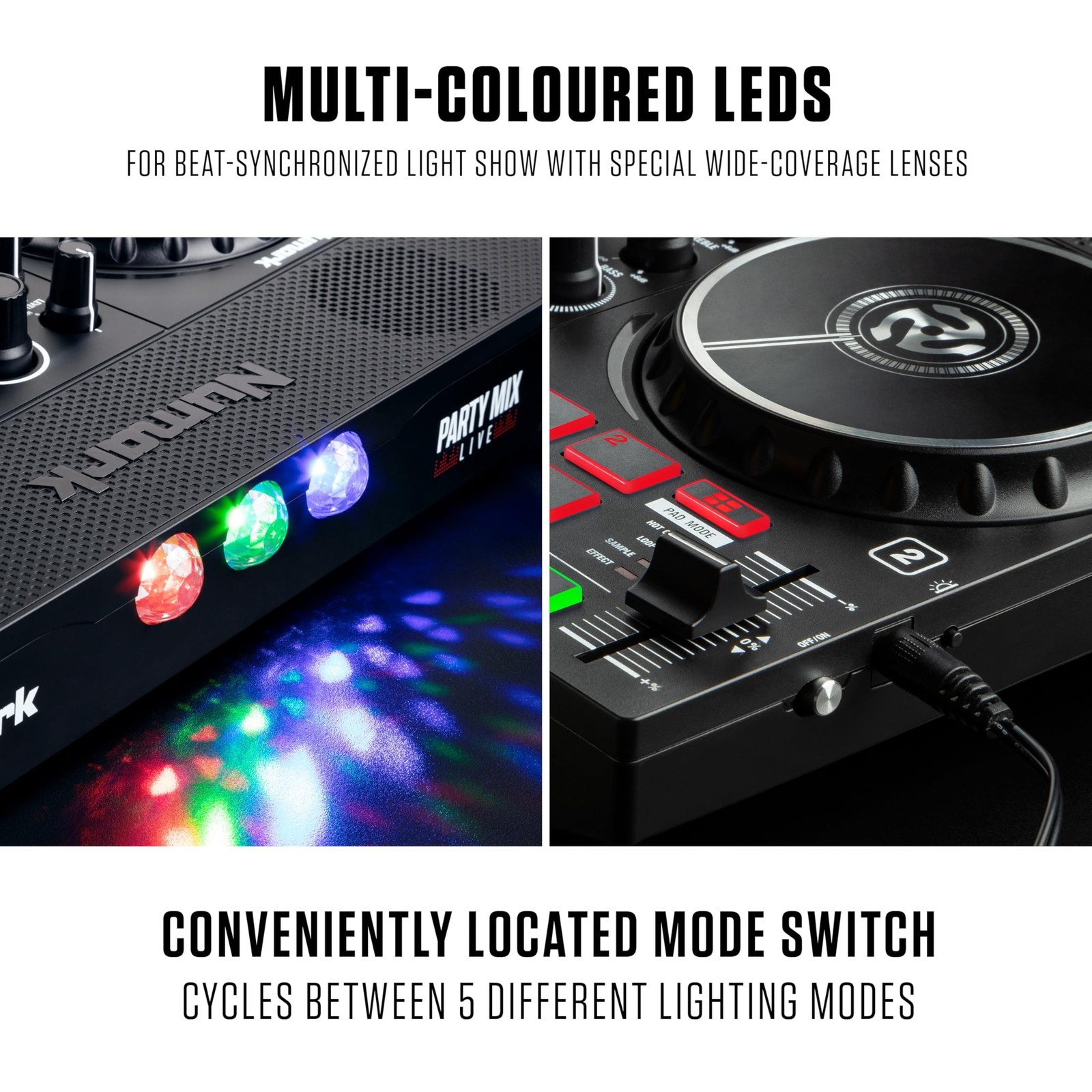 Numark Party Mix Live DJ Controller with Built-in Lights and Speakers | 2-Dec...