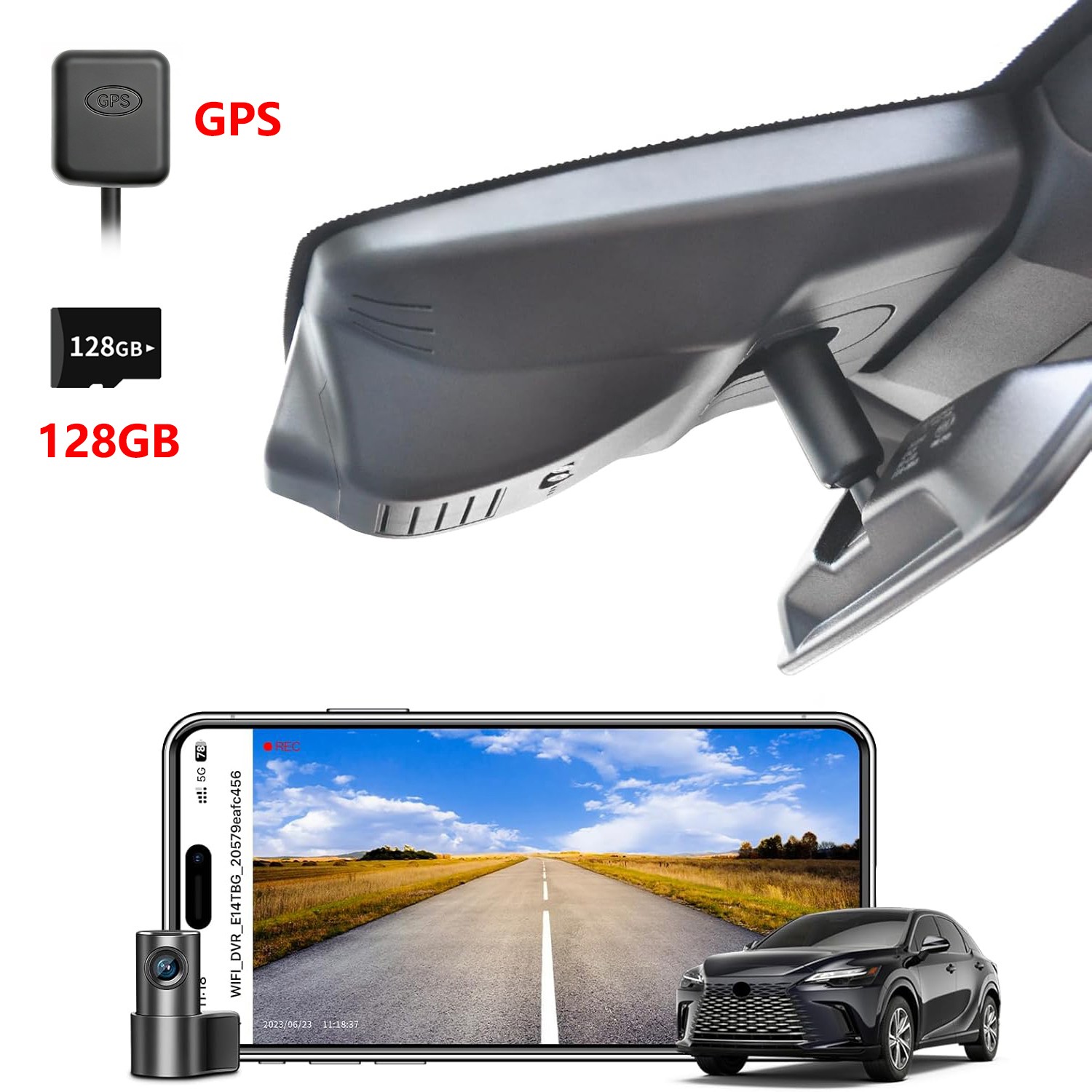 Front 4K+Rear 1080p Dash Cam for Lexus RX 2023-2026 RX 350 350h 450h 500h 128GB