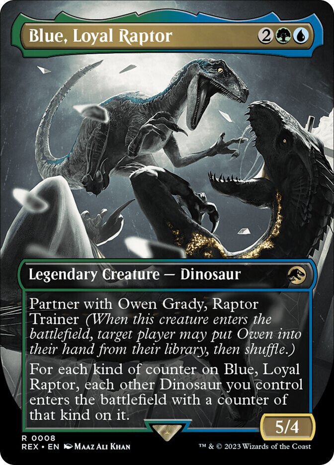 MTG Blue, Loyal Raptor Borderless - Jurassic World Collection #008