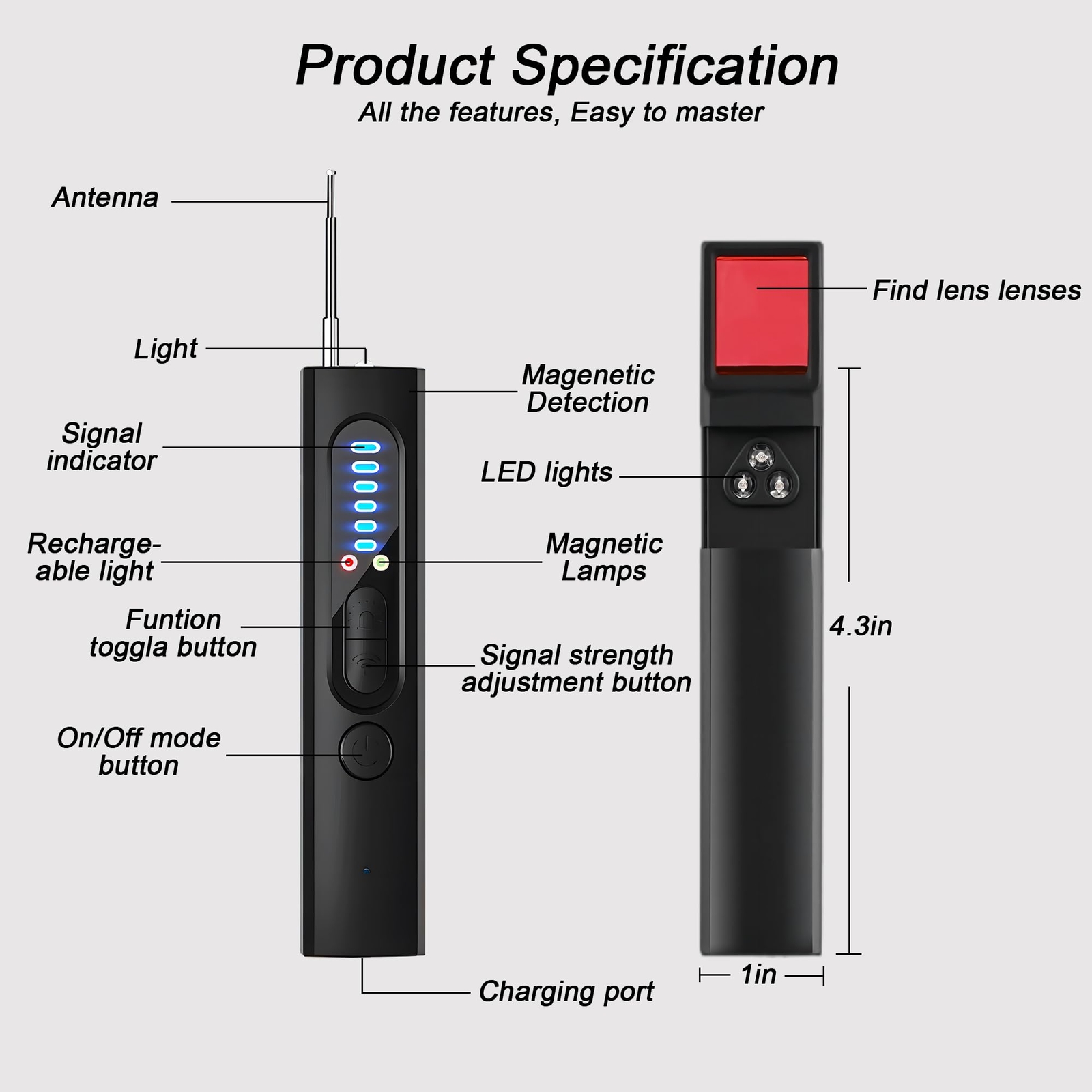 Anti-Spy Hidden Camera Detectors Bug RF Scanner Prevent Wireless Signal Tracker