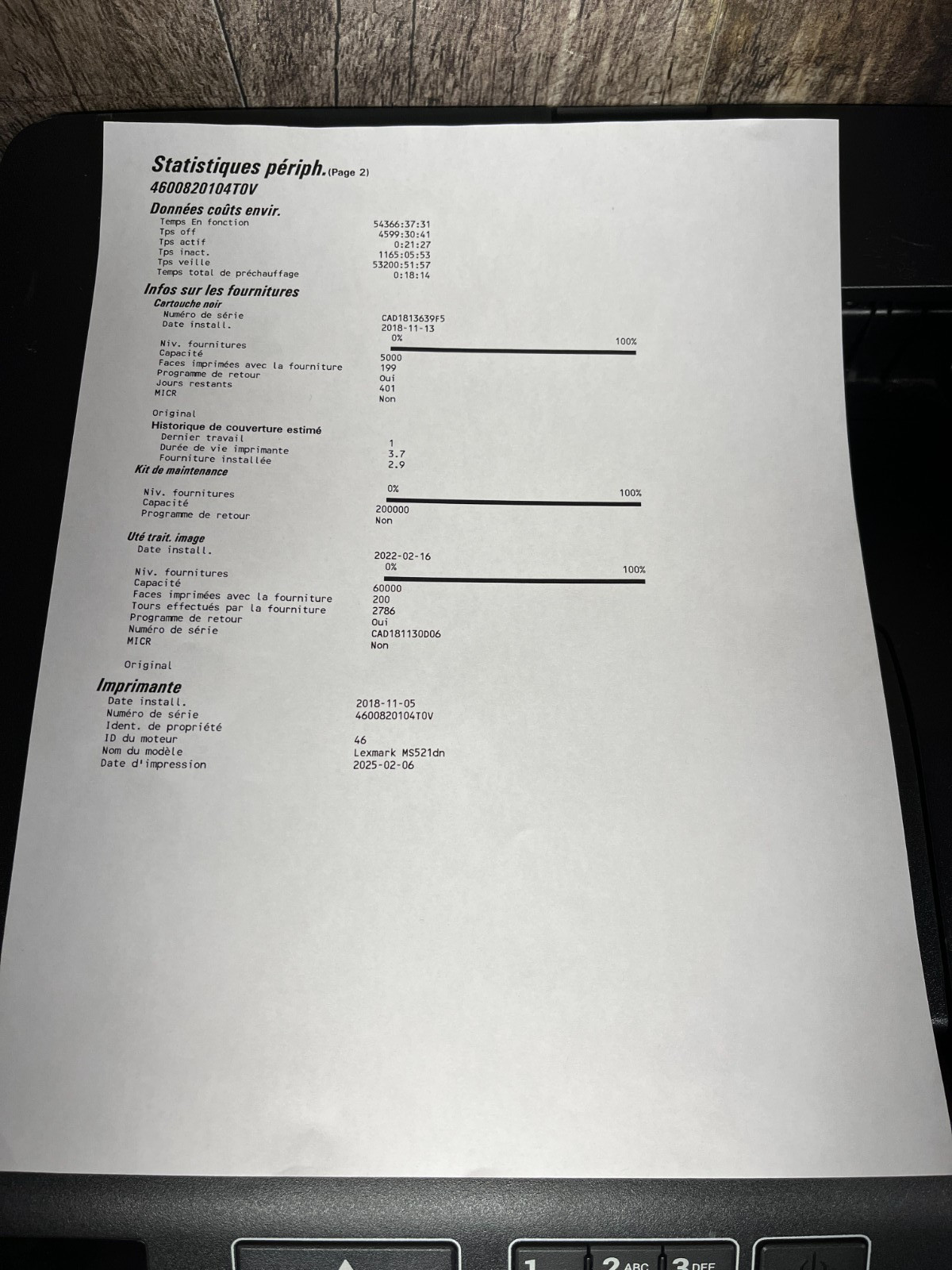 Lexmark MS521 Duplex Monochrome Laser Printer Toner 100%