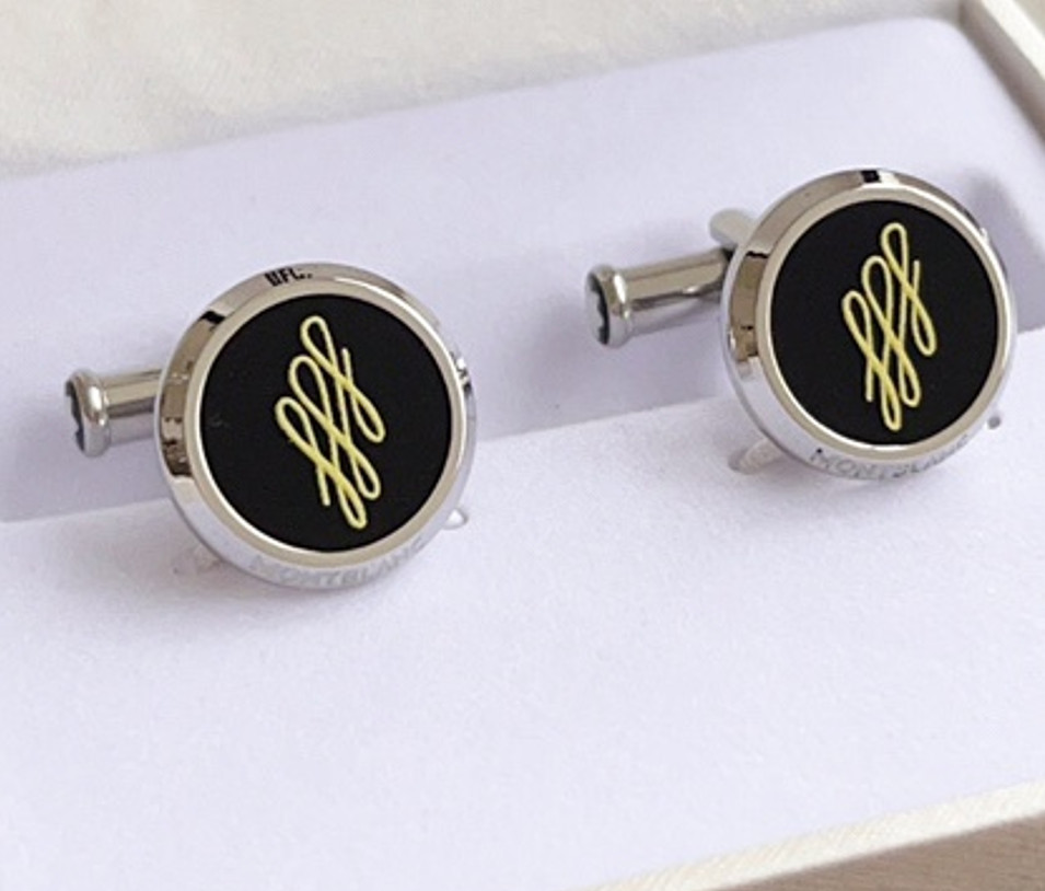 MONTBLANC Men CALLIGRAPHY Cufflinks Silver With dust bag