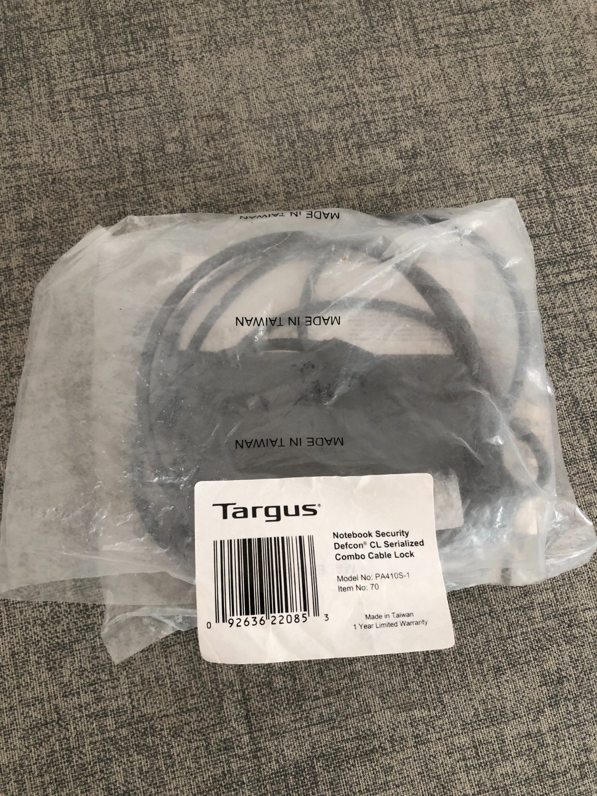 Targus Notebook Security DEFCON CL Serialized Combo Cable Lock PA410S-1 NEW