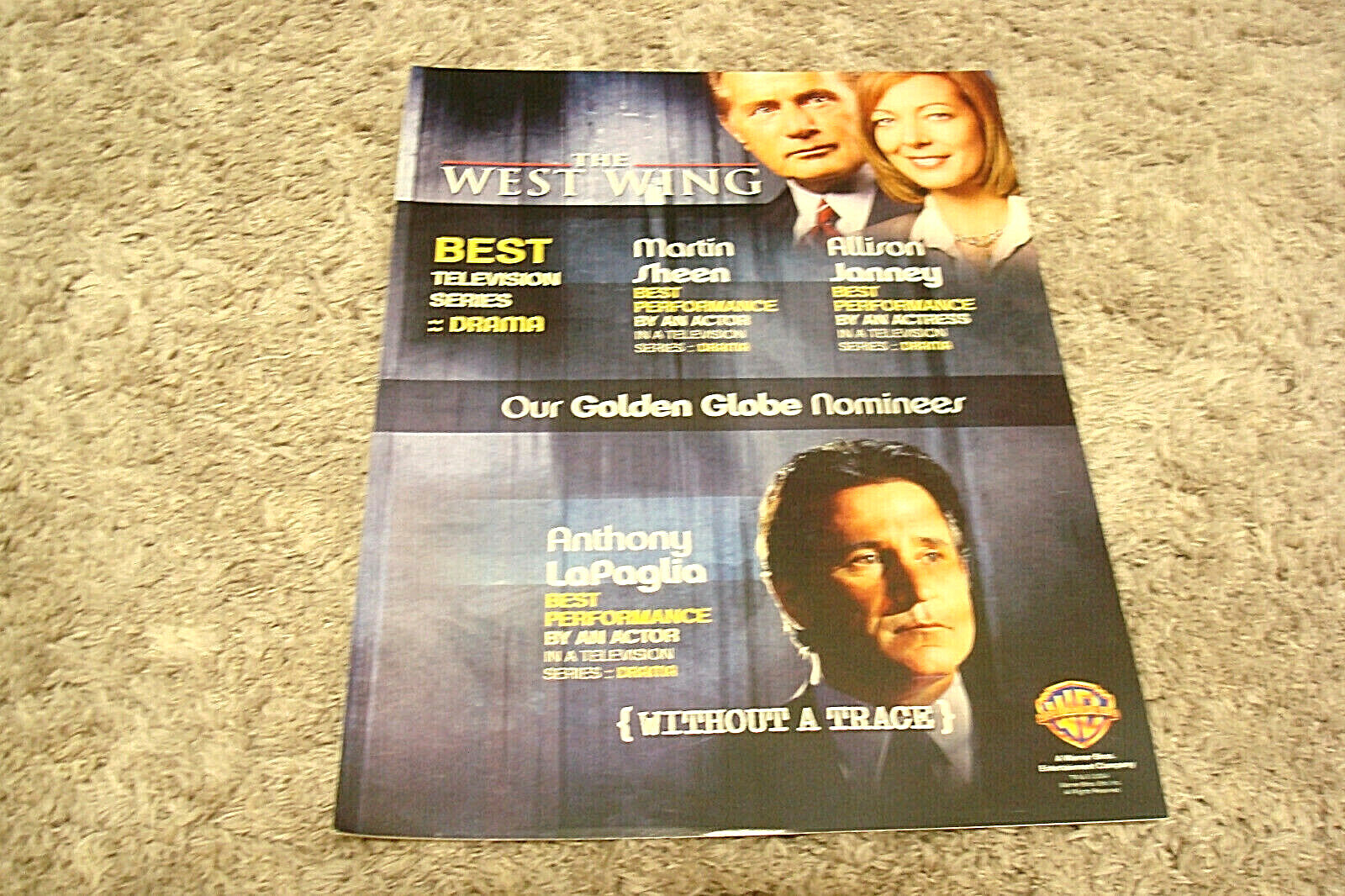 THE WEST WING, WITHOUT A TRACE Emmy ad Sheen, Allison Janney, Anthony LaPaglia