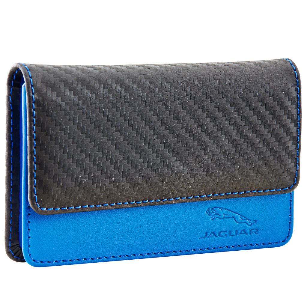 NEW GENUINE JAGUAR WALLET CARBON FIBRE BLUE F-TYPE XF XK XJ XE F-PACE BDE SVR