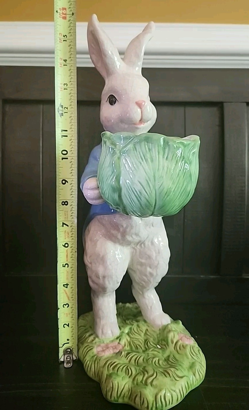 16" Easter Bunny Rabbit Ceramic Planter