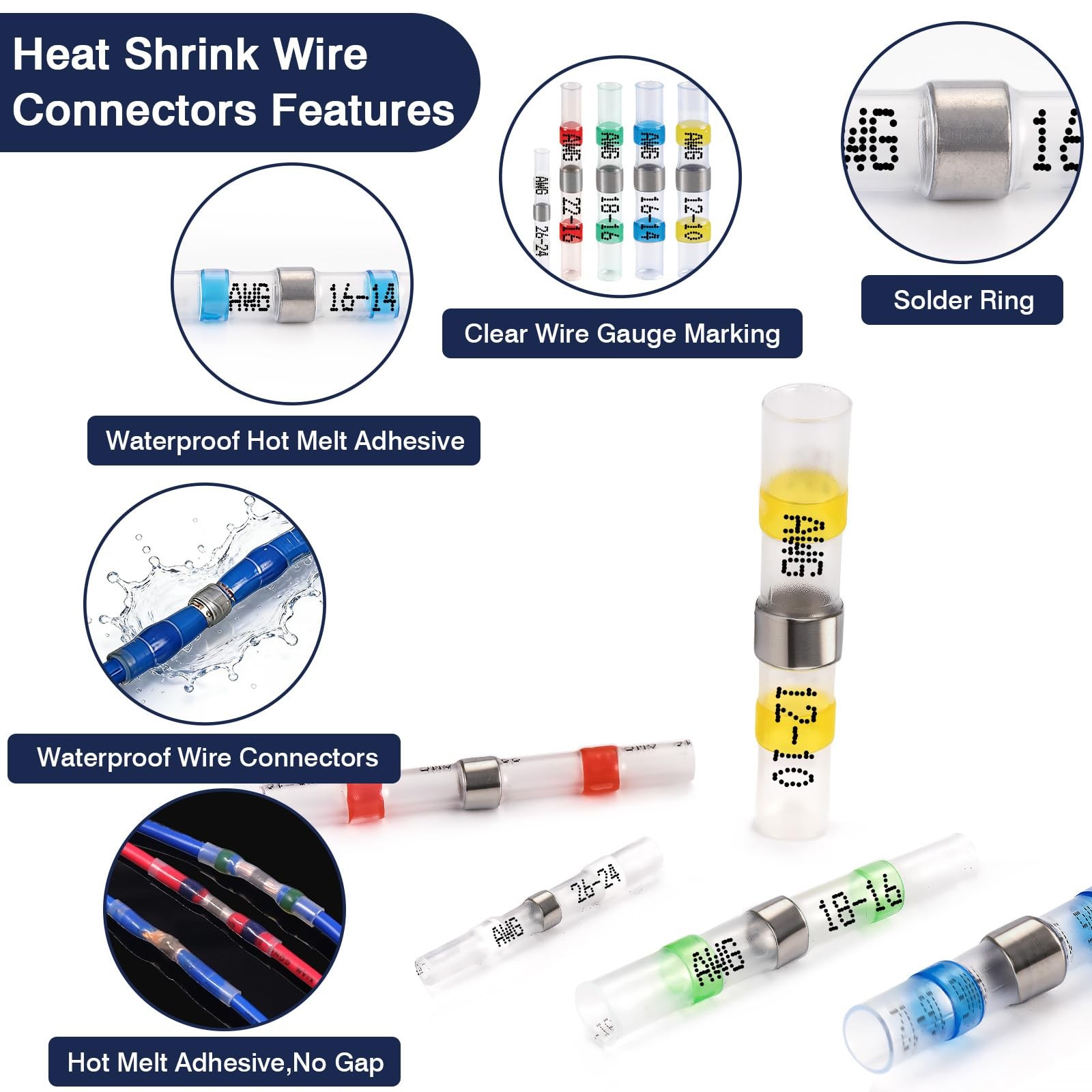 540PCS Solder Seal Wire Connectors Kit, Heat Shrink Solder Stick, Waterproof ...