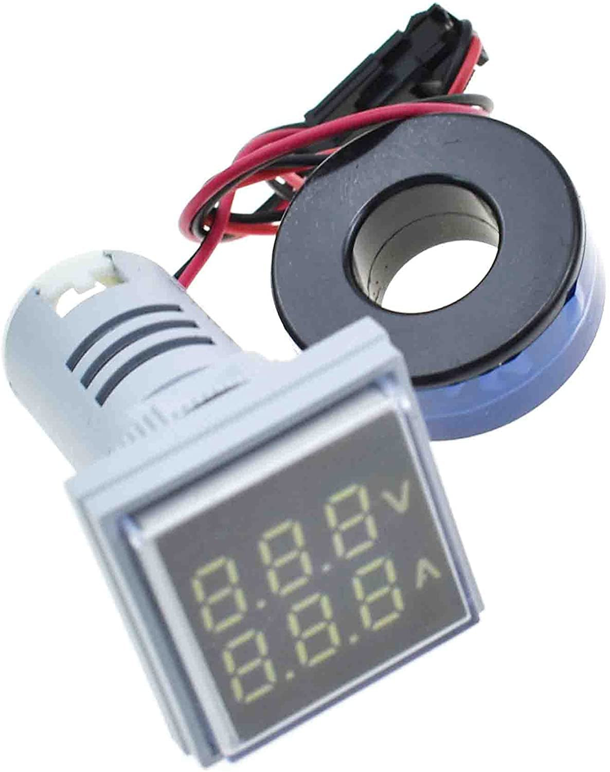 LED Digital Voltage and Current Tester with Dual Display Panel, 22mm