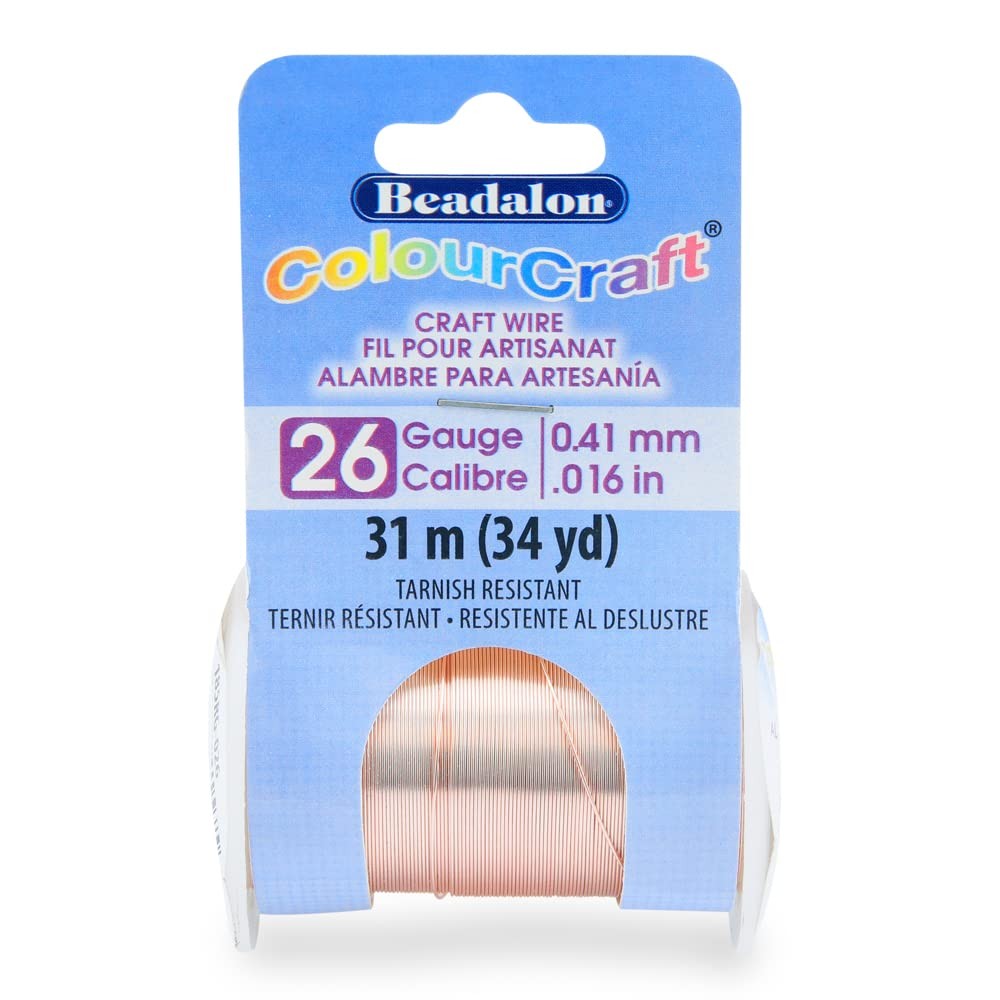 ColourCraft Wire 26 Gauge Rose Gold Color Silver Plated 34 yd Spool