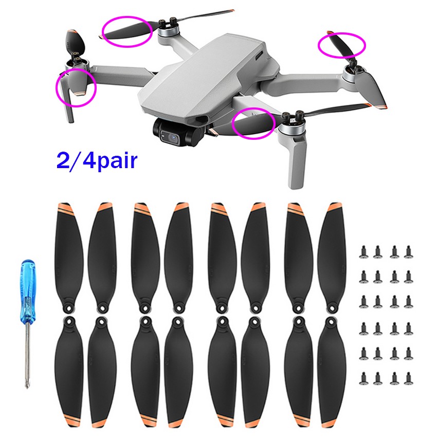 For DJI Mini 2 Drone Low Noise Propellers Wing Blade Props Set Drone Accessories