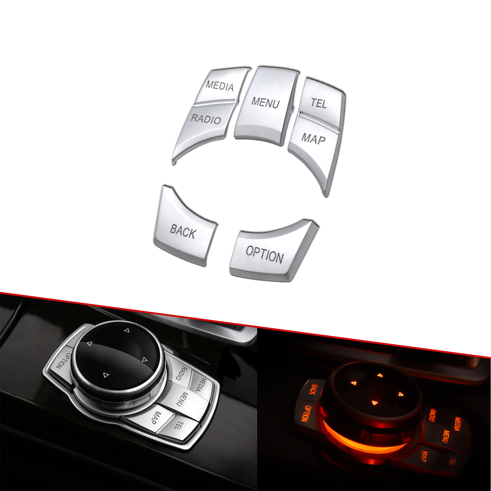 New For BMW 5 7 X5 X7 Series IDRIVE Chrome Multi-Media 7 Button Cover Decor Trim