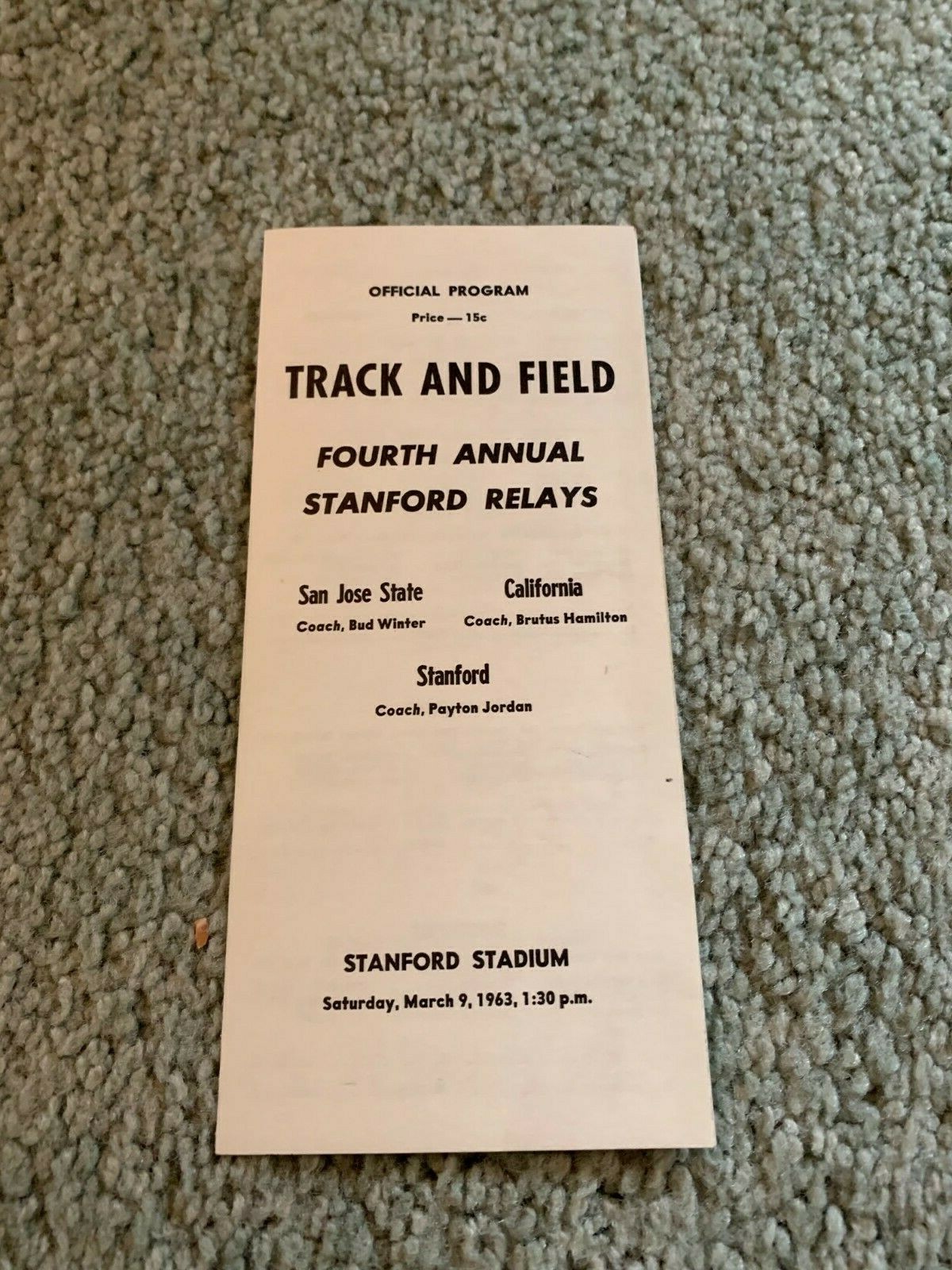 1963 Track & Field Program San Jose State California Bears Stanford Cardinals